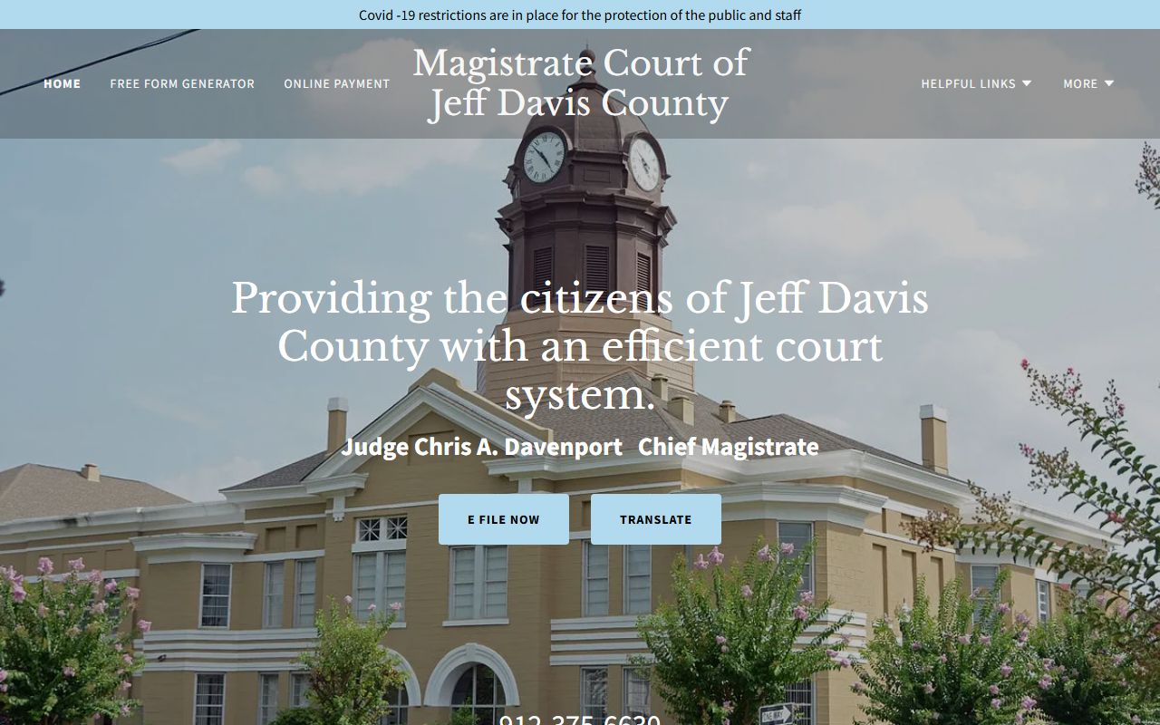 Jeff Davis County court dockets Magistrate Court home page