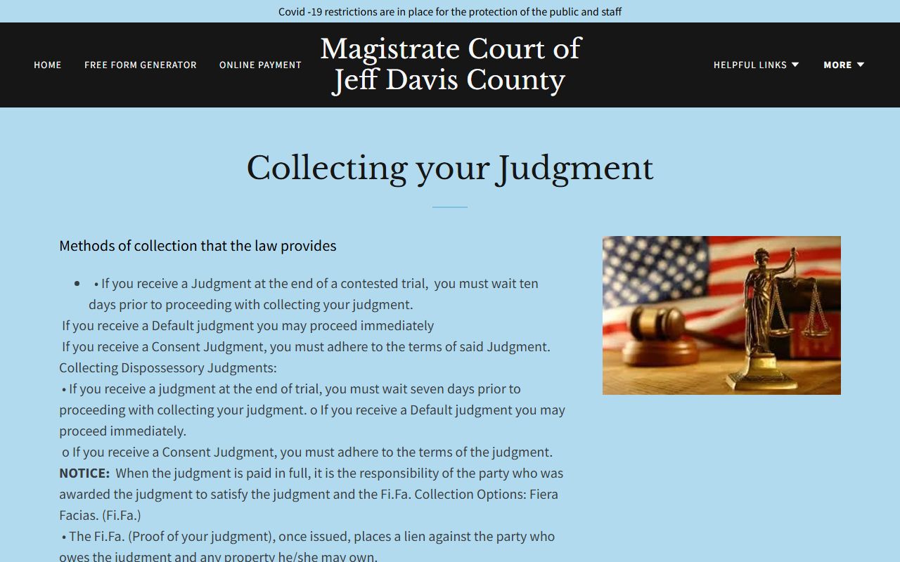 Jeff Davis County court dockets Magistrate judgment collection guidance