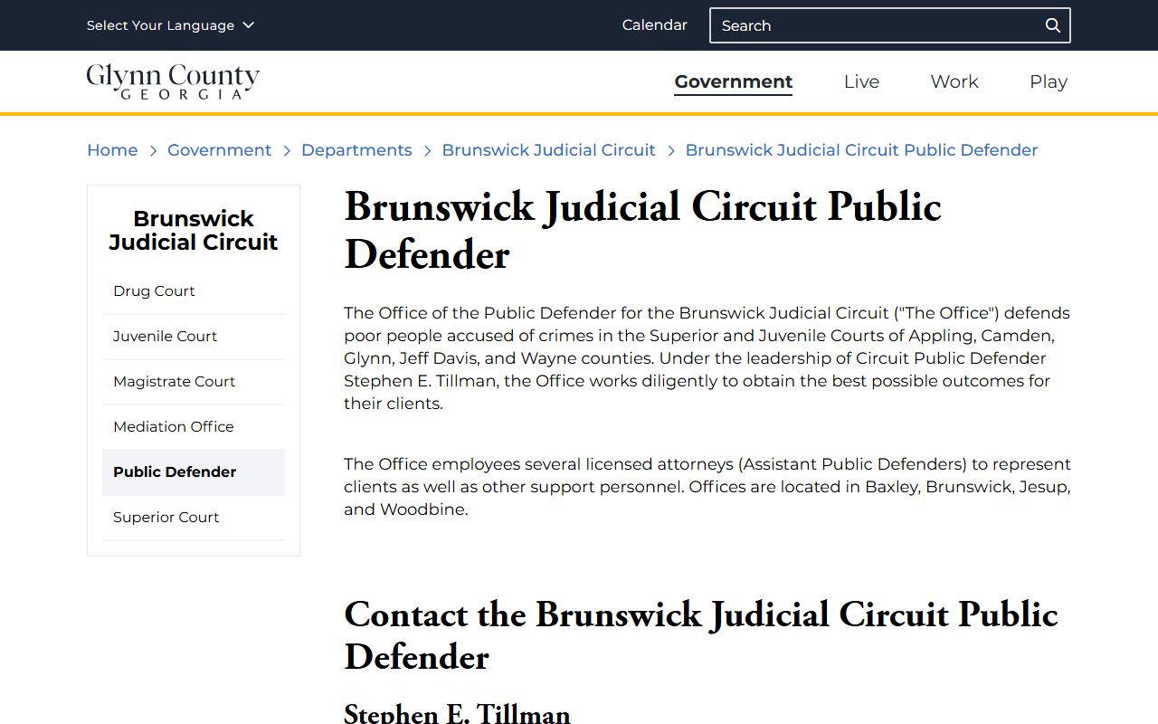 Jeff Davis County criminal court records Brunswick Circuit public defender page
