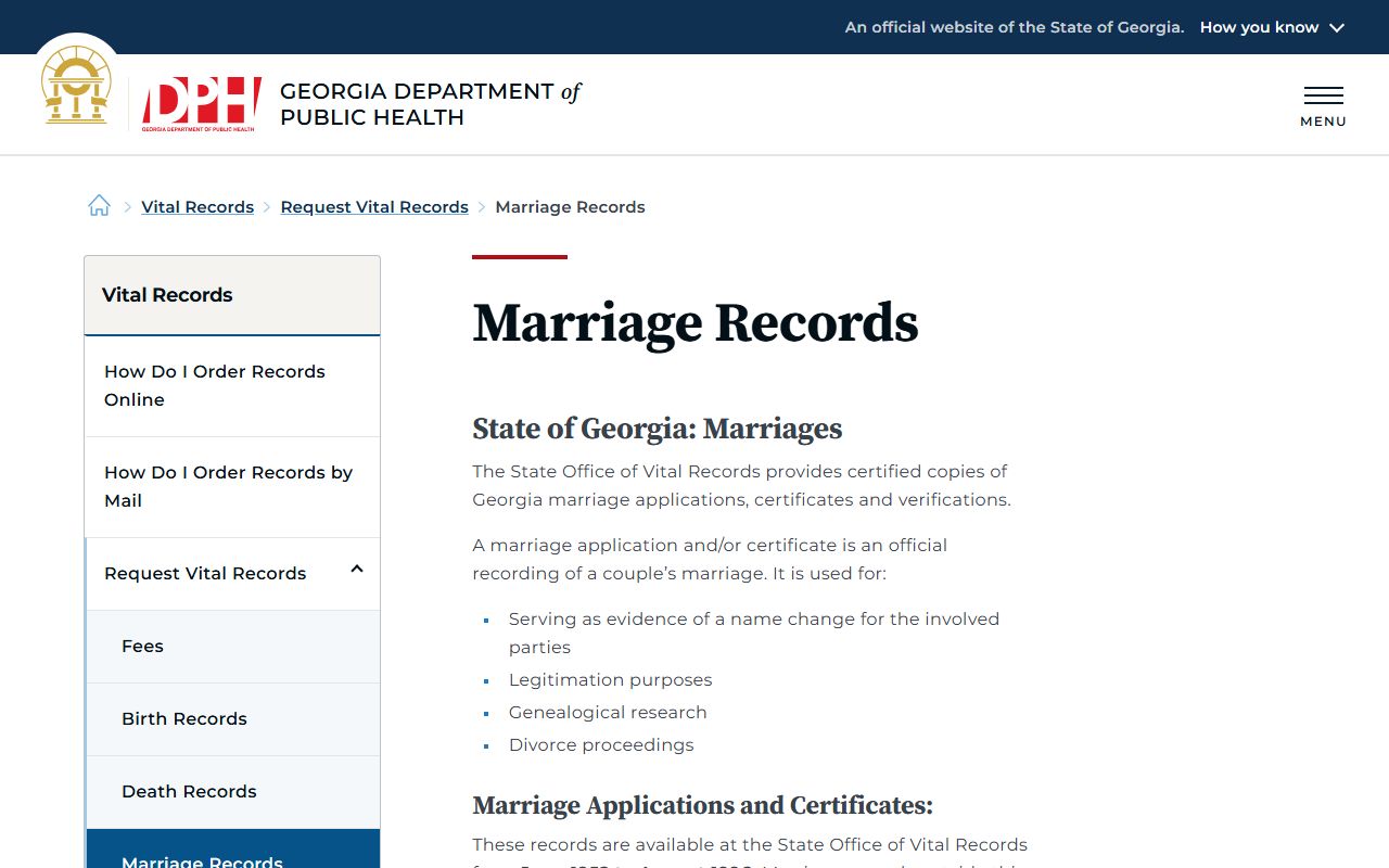 Jeff Davis County marriage records Georgia DPH request page