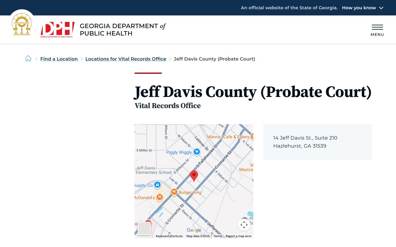 Jeff Davis County probate records DPH Probate Court location